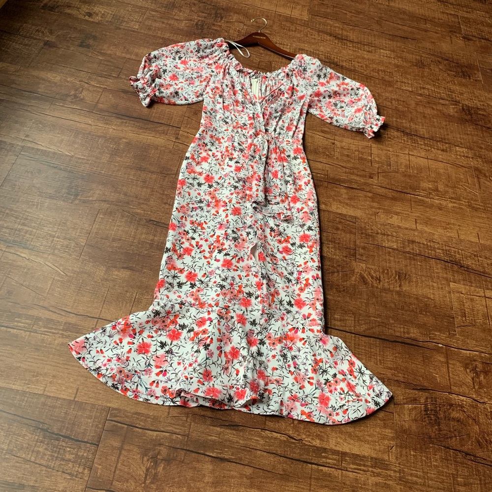 Saloni front split flowery motif bodycon dress - Picture 6 of 8